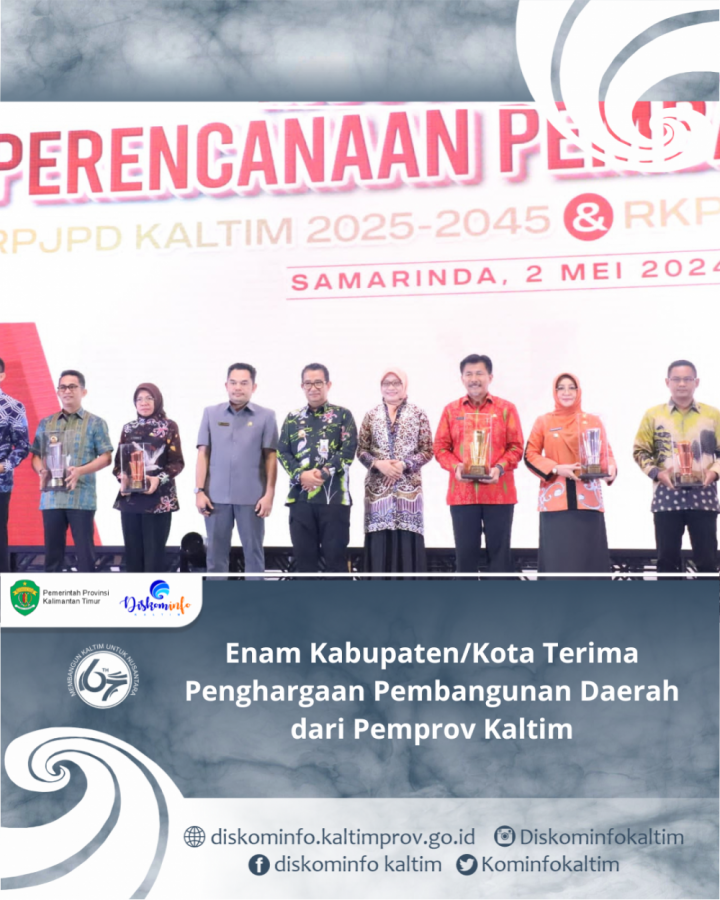 Enam Kabupaten/Kota Terima Penghargaan Pembangunan Daerah dari Pemprov Kaltim 
